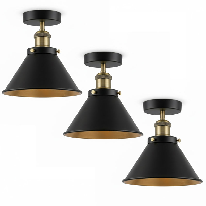 Semi Flush Mount, Black inner Gold, Black inner Gold