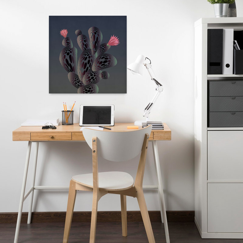 Art contemporain, art abstrait, géométrique audacieux, nature, cactus, H 18 po x l 18 po