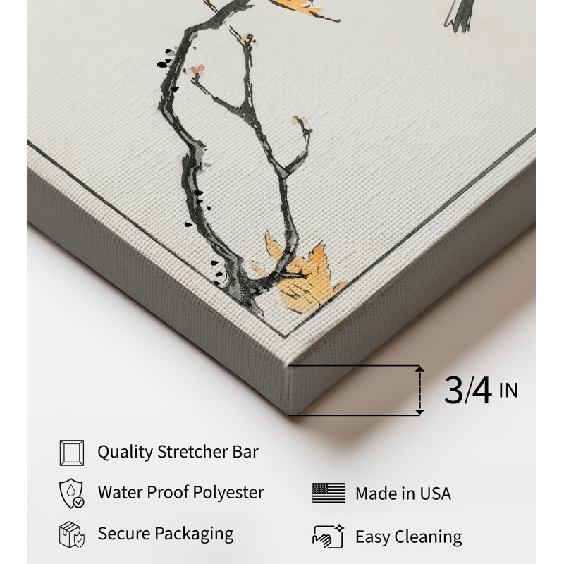 Mésange à longue queue et érable, Sans cadre, Canevas, H 18 po x l 24 po