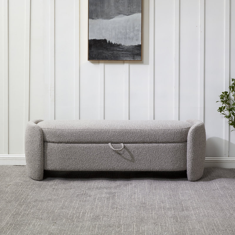 Banc de rangement à boucles 60 po Kalevi, Brun clair