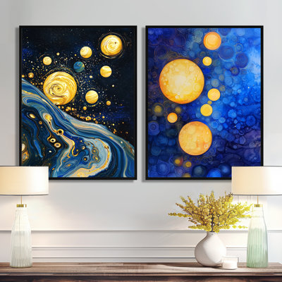 Aura céleste des planètes I - art mural sur toile, astronomie, 2 pièces