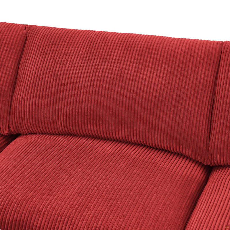 Canapé modulaire réversible en velours côtelé, 104" W, Red Corduroy, Red