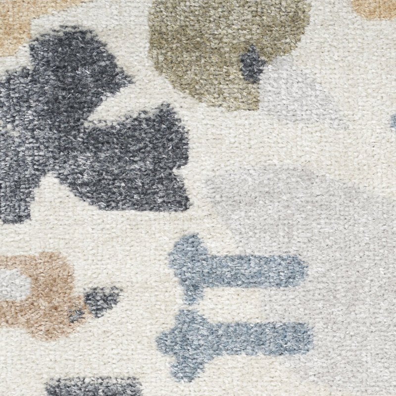 Tapis lavable à imprimé animal ivoire 5 pi x 7 pi bleu et gris