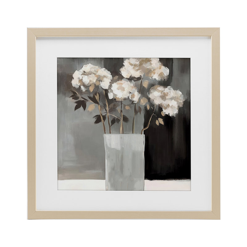 Vase de grâce sur fond gris, impression par Mona Grace, H 16 po x l 16 po, Cadre de récolte en pin