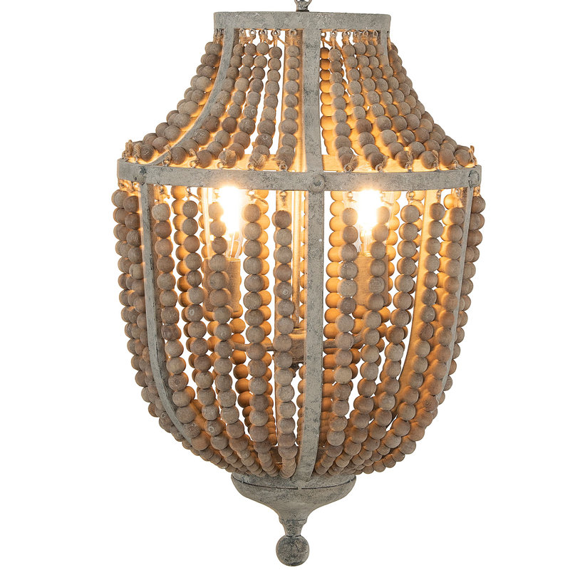Julice Draped Wood Bead Chandelier, White