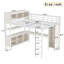 Grand lit mezzanine en métal avec bureau en L, garde-robe et tablettes, lit mezzanine haut avec rangement pour adolescents et adultes peu encombrant