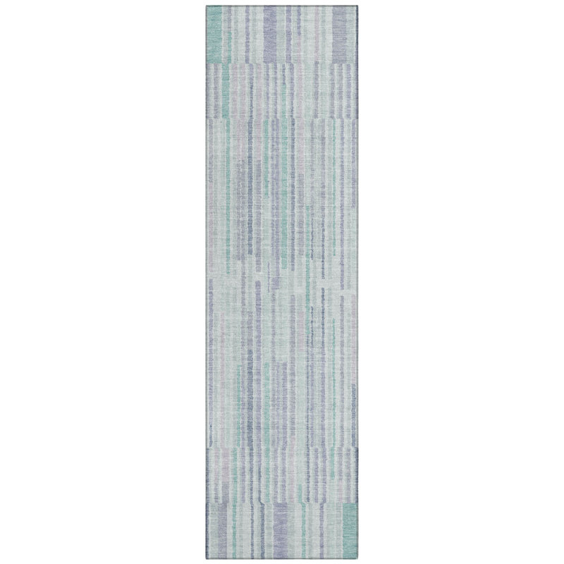 Machine Washable Indoor/Outdoor Xhevrie Mint Rug, Runner 2'3" x 7'6"