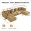Canapé modulaire en U en velours côtelé 6 pièces avec 2 repose-pieds, conception capitonnée, sans assemblage-389385133