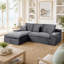 Canapé modulaire rembourré en mousse à compression 98,4 po avec méridienne et poche latérale-97042054