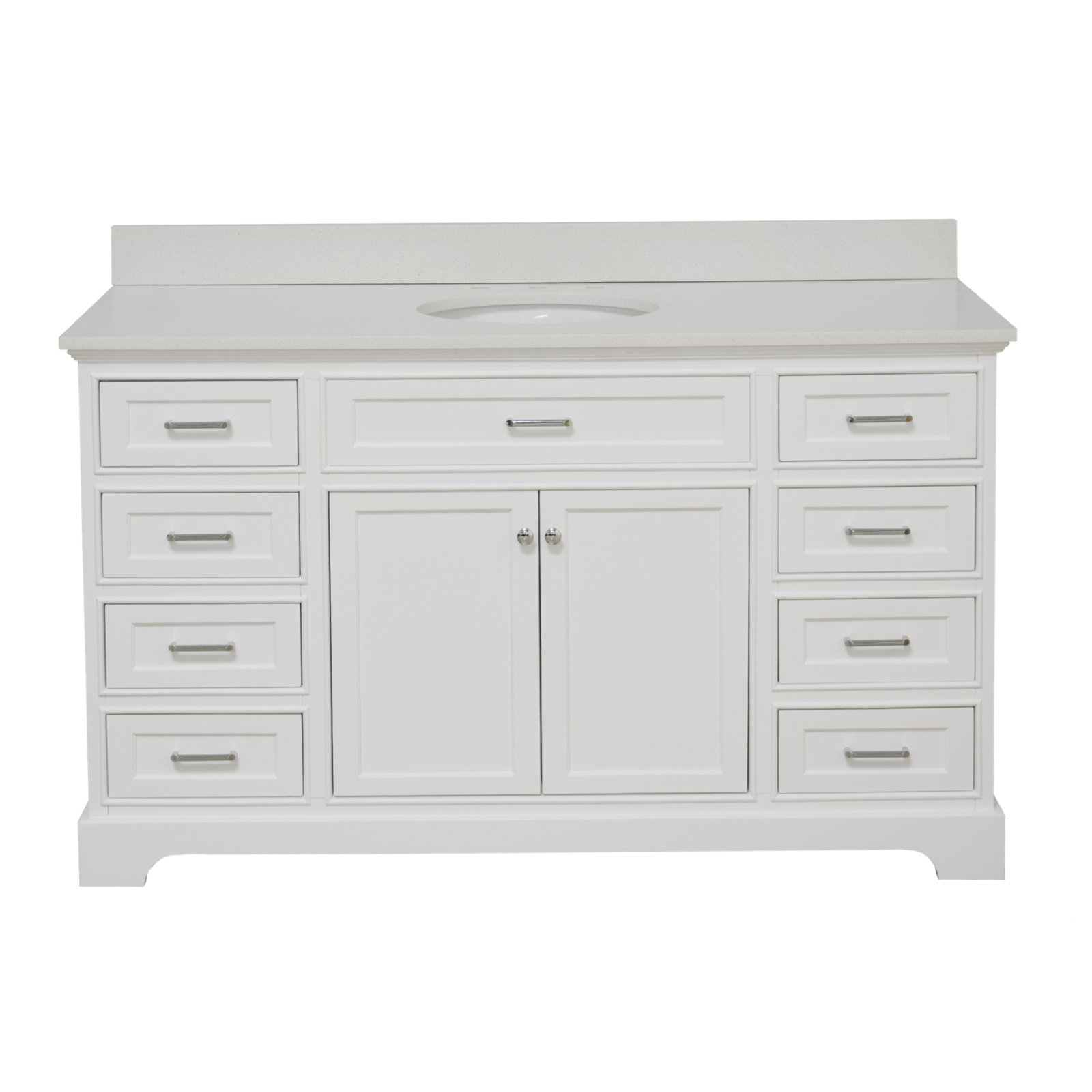 Ronnie 60'' Single Bathroom Vanity, White, Quartz