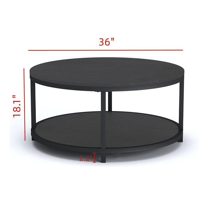 Kensei Nesting Coffee Table, Black, 18" H x 36" W x 36" L