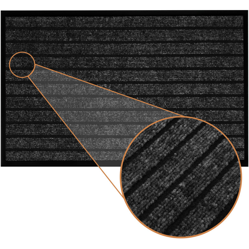 Caynan Barrier Indoor Outdoor Kitchen Bedroom Dinning room Doormat, Black, Rectangular W40 x L60 cm