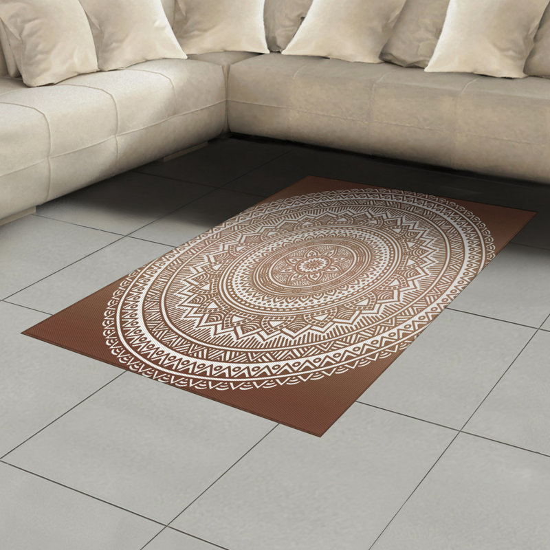 Ethnic High Density Long Fiber Poly Threads Decorative Area Rug Carpet, Rectangle 4' x 5'8"
