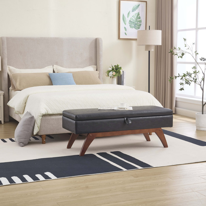 Banc de rangement en similicuir, Noir