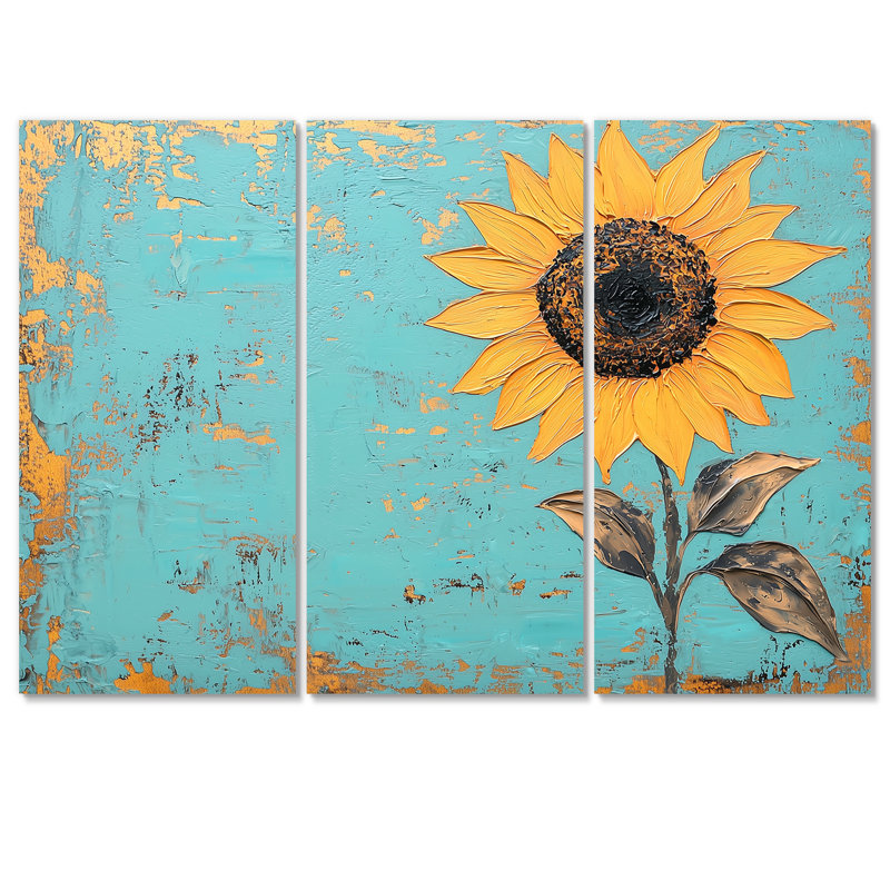 Adalheid - Ensemble d'art mural tournesol, H 40 po x l 60 po, Toile tendue, Ne s’applique pas