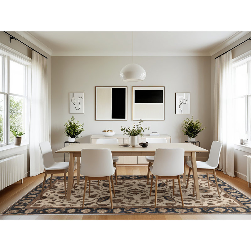 Tapis beige lavable à la machine, Rectangulaire 7 pi x 10 pi