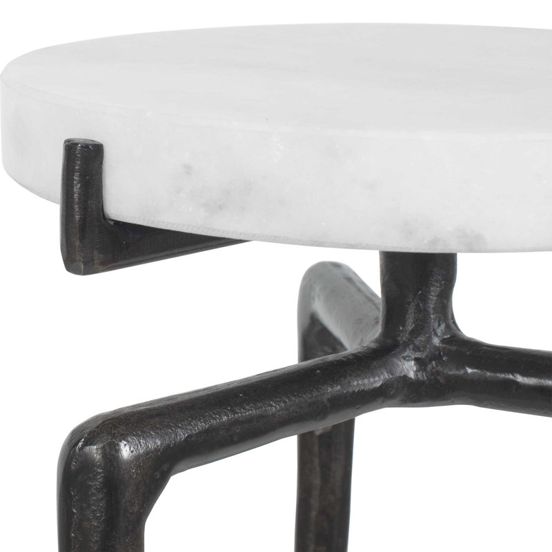 Uttermost Tobias White Marble Slab Drink Table
