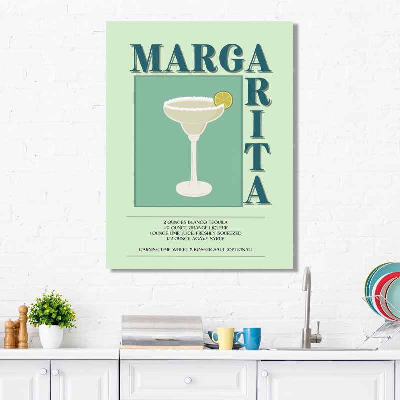 Mid-Century margarita avec cocktail à la lime - salon d'art mural cocktails, H 32 po x l 24 po, Toile tendue