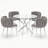 35" Round Glass Dining Table Set for 4, 5-Pieces Modern Round Dining Table Set, Clear Table Glass Dining Table Set with 4 Velvet Upholstered Chairs, for Kitchen, Dining Room, Apartment-1088364551