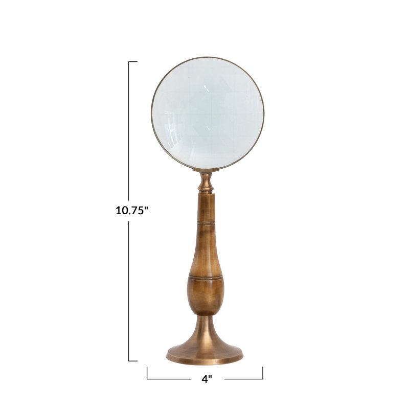  Vintage Brass and Bone Magnifying Glass Sculpture