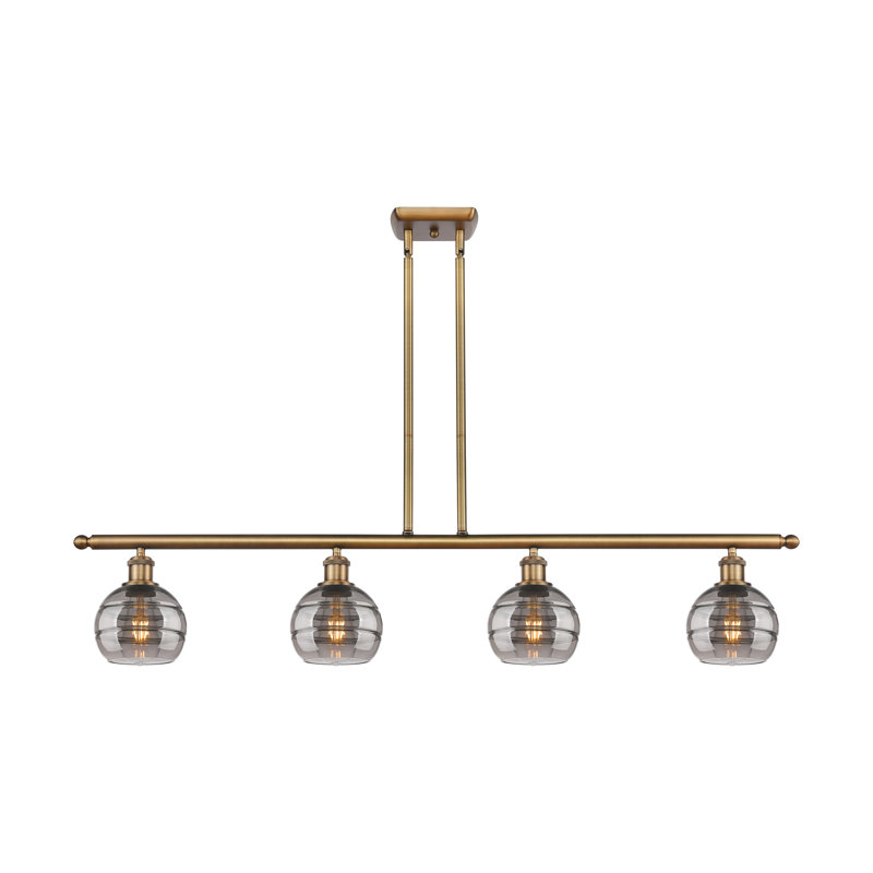 Chartoff 4 - Light Kitchen Island Pendant, Light Smoke, Brushed Brass