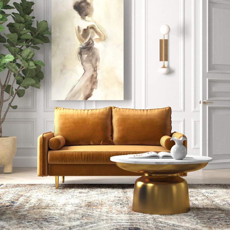 Johnnathon 58" Velvet Round Arm Sofa Loveseat, Ginger