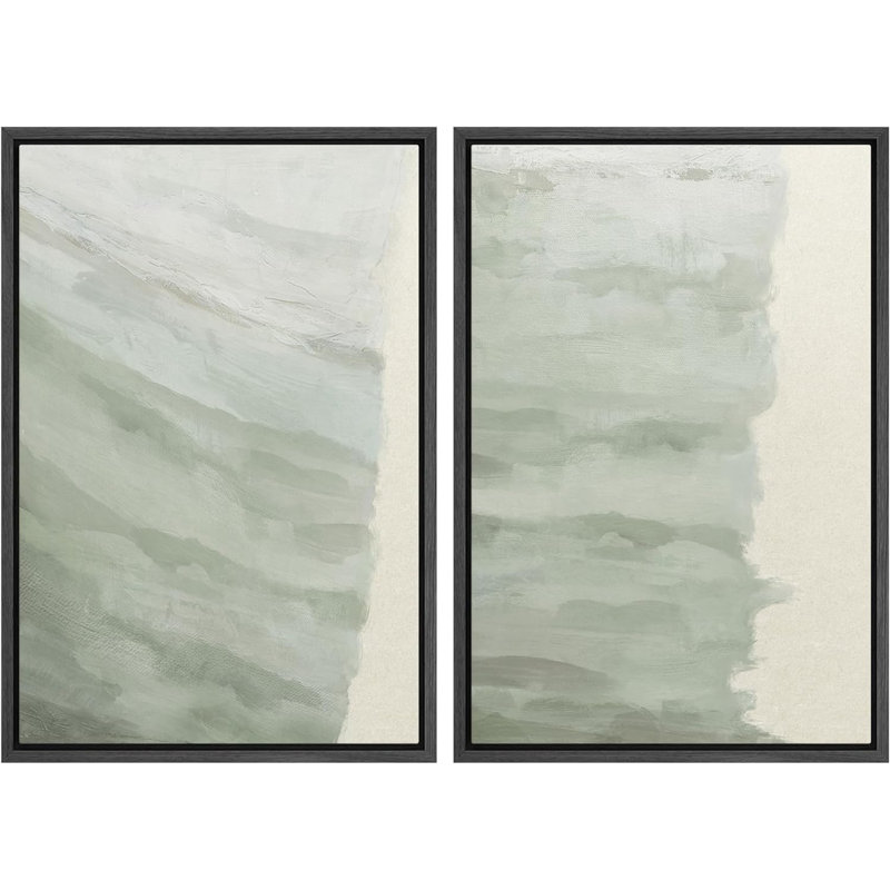 Collage de coups de peinture rustique blanc et brun clair - ensemble d'impressions sur toile flottante, Noir