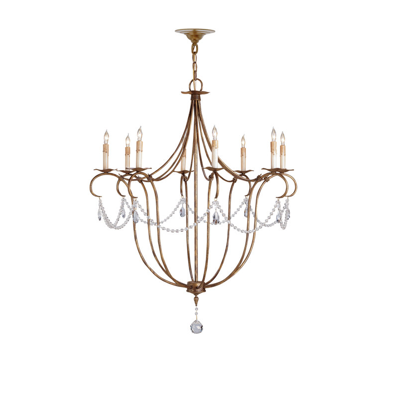 Crystal Lights 8 - Light Chandelier, Rhine Gold