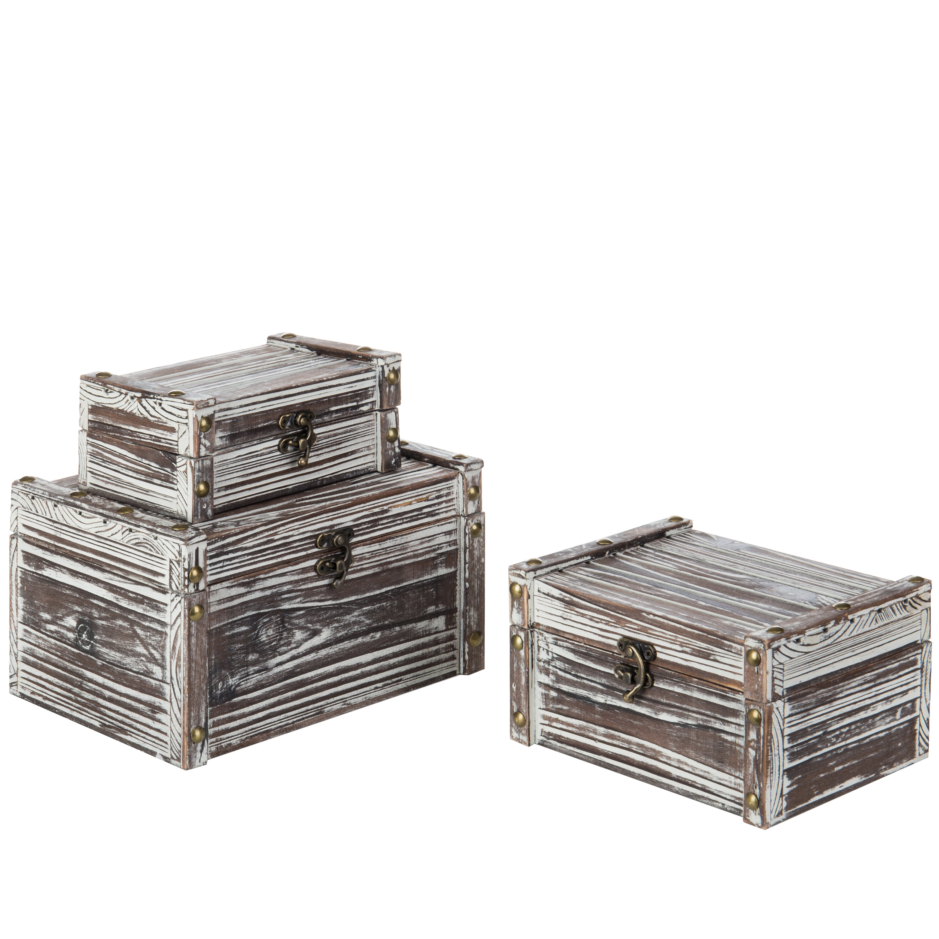 Hosley 2 Sets Storage Memory Book Box Set /3, Gray White Farmhouse