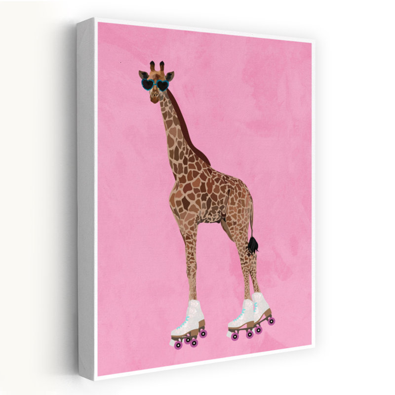 Cool Giraffe Roller Skates Modern Retro Wall Art Print by Sarah Manovski - Wrapped Canvas Print, 91.44cm H x 60.96cm W