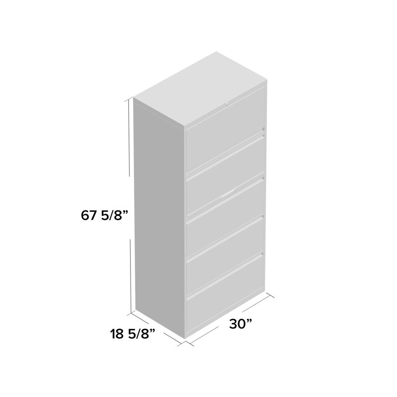 30'' Wide 5 -Drawer Steel File Cabinet, Black