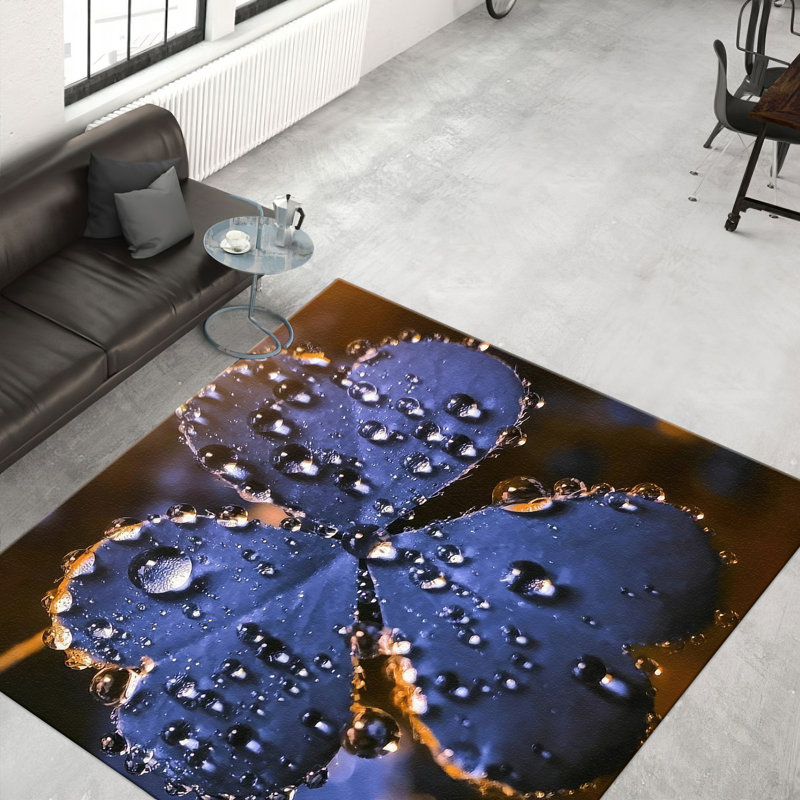 Tapis floral non tissé à motif floral délicat avec motifs délicats pour un look intérieur frais, Carré 4 pi 11 po