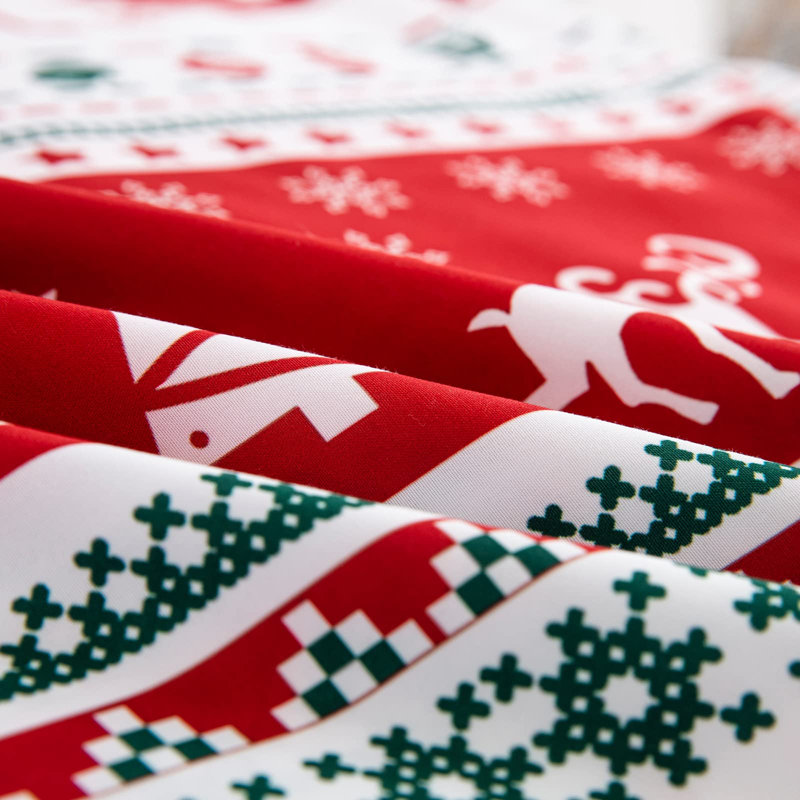 Ensemble de couette 3 pièces avec motif de rennes et sapin de Noël, Grand lit