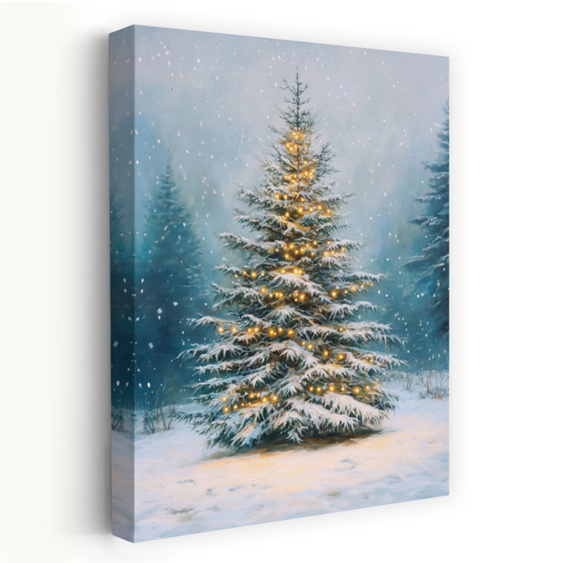 «Christmas Tree Peaceful Serene Tranquil Christmas Tree Evergreen Tree Forest Landscape», reproduction d'art mural