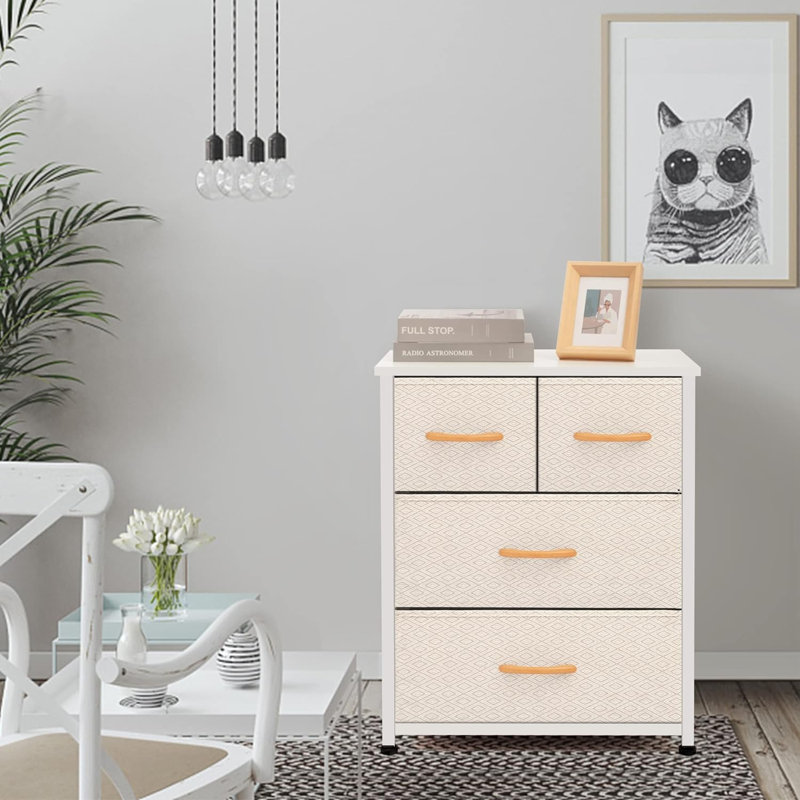 Fosteen 21.2'' W 4 - Drawer Dresser, White/Beige