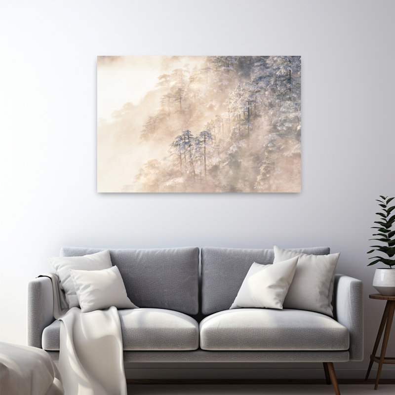 Cui - Pinus taiwanais dans les nuages, paysage abstrait contemporain, art mural, H 32 po x l 48 po