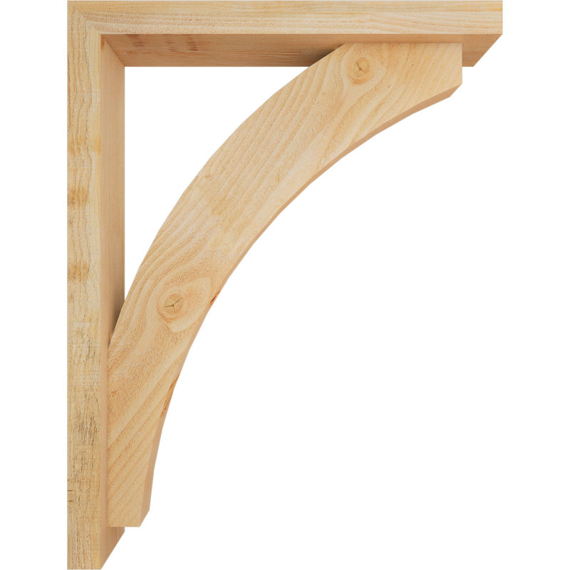 Thorton Block Bracket with Offset Brace, 34 x 26, 4"W Douglas Fir (Rough Sawn)