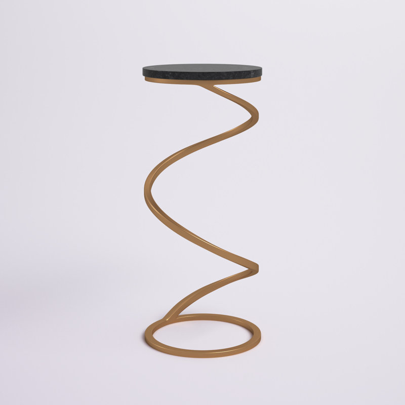 Lorelai Granite Top End Table, Gold, Black