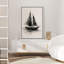 «Minimalist Black Sailboat Coastal Scene», reproduction d'art sur toile encadrée-124795281-124795282