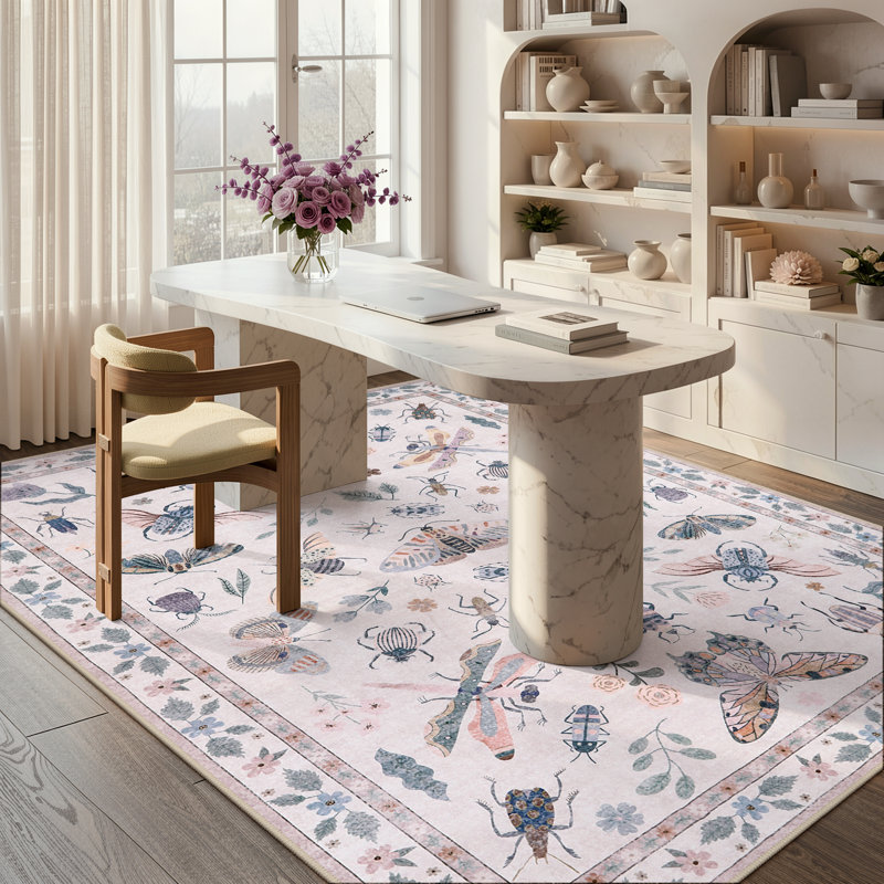 Goldene Animal & Insect Machine Washable Area Rugs with Non-Slip Backing for Living Room, Dining Room, Bedroom