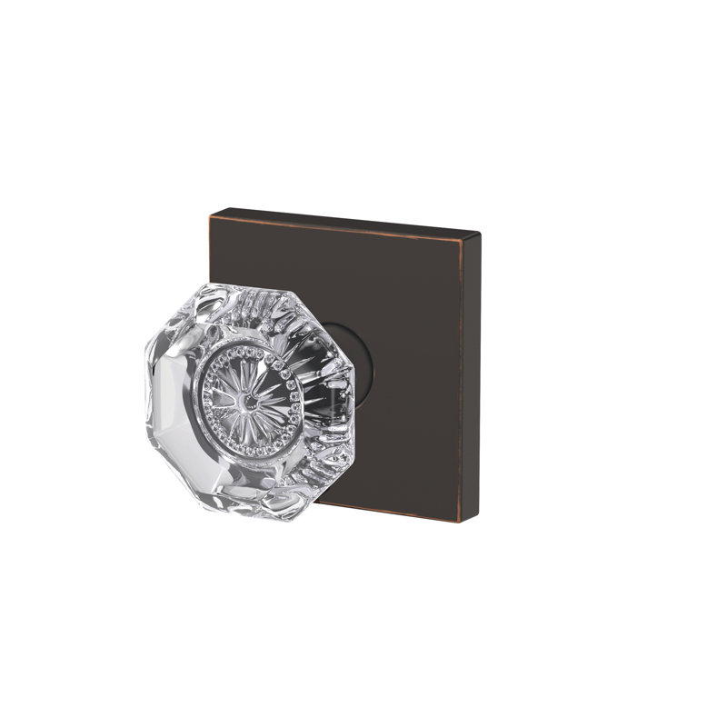 Alexandria Non-Turning Glass Knob with Collins Trim, Aged Bronze