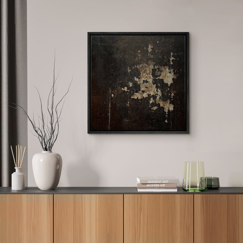 Reproduction d'art encadrée sur toile pour décor moderne neutre, H 16 po x l 16 po, Noir
