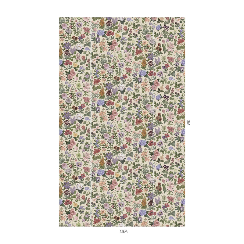 Floralia Floral Wall Mural, Ecru