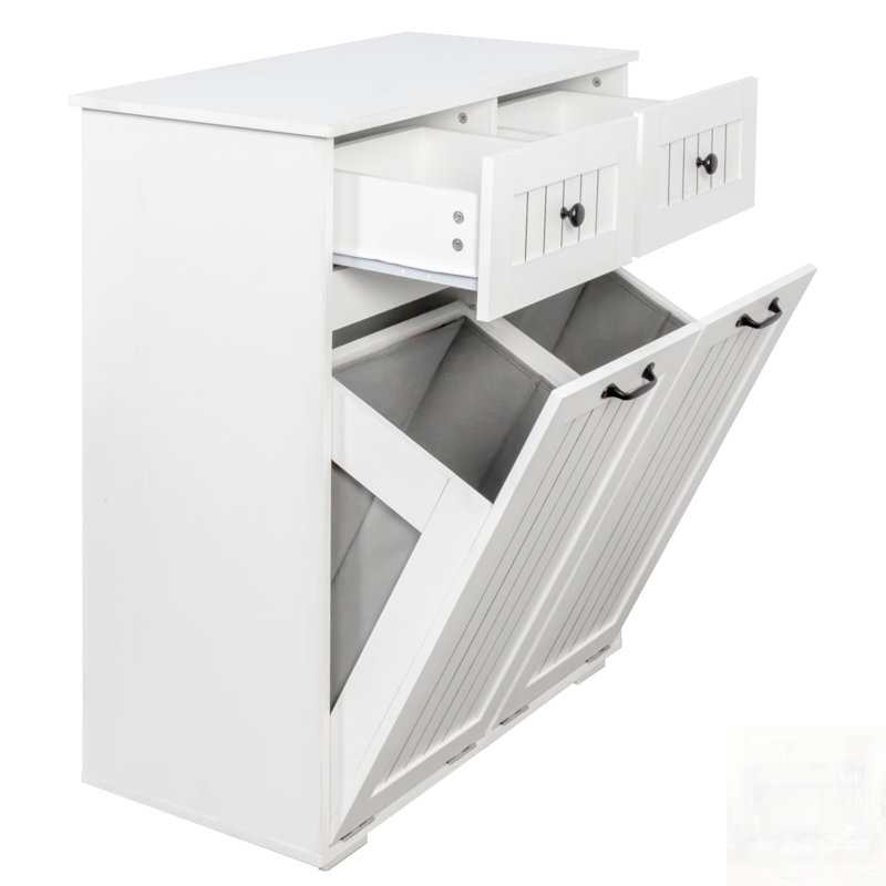Laundry Cabinet With 2 Removable Baskets And 2 Drawers For Efficient Sorting And Storage