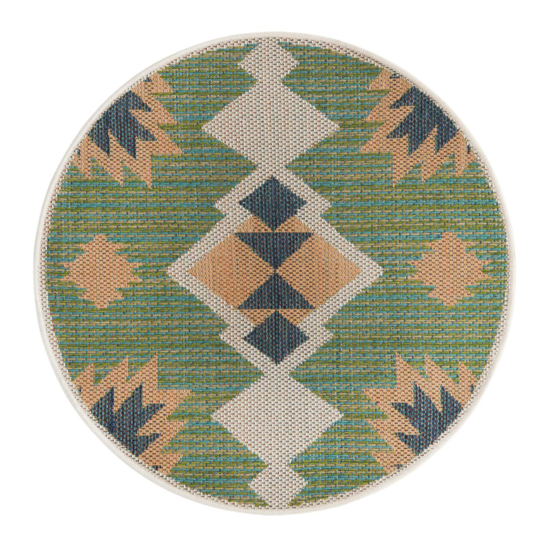 Lauryn Machine Woven Moroccan Indoor and Outdoor Area Rug, Round 3'3"