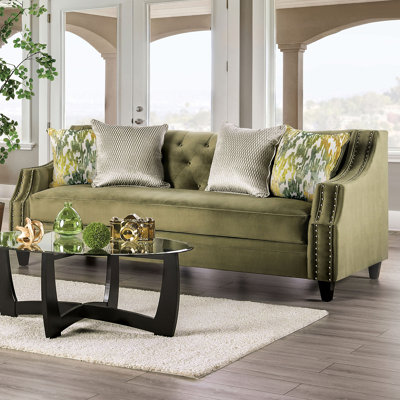 93.4" W Transitional Sofa, Green