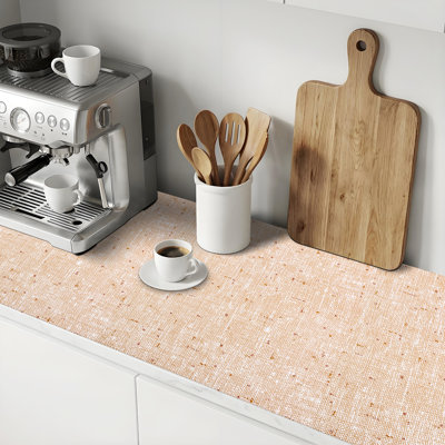 Revêtement pour tiroirs et étagères d'armoires de cuisine, non adhésif, antidérapant et imperméable, 30,5 cm x 3 m, beige chaud moucheté, idéal pour les étagères de réfrigérateur, commode et salle de bain.