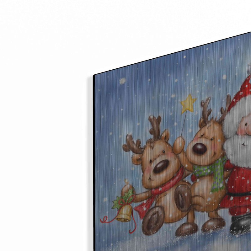 «Santa With Reindeers» par Makiko, H 12 po x l 16 po