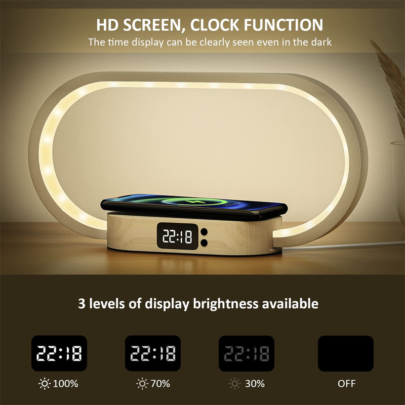 Bedside Lamp with Wireless Charging