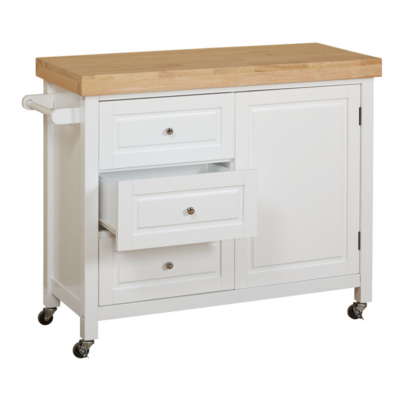 Callahan Wood Kitchen Cart, White / Natural